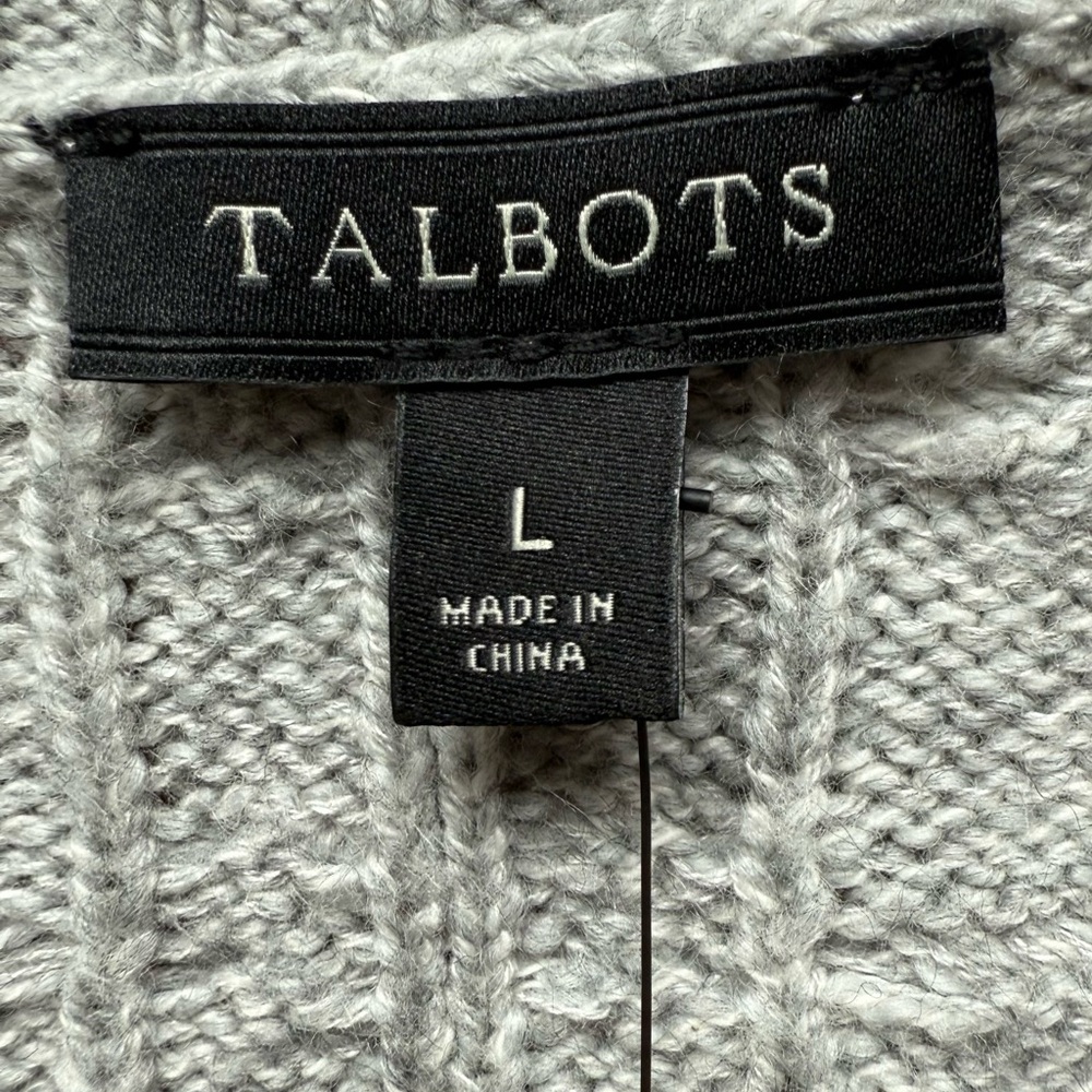 Talbots Oversized Cable Knit Poncho Sweater Gray Size L NWT - Picture 11 of 14